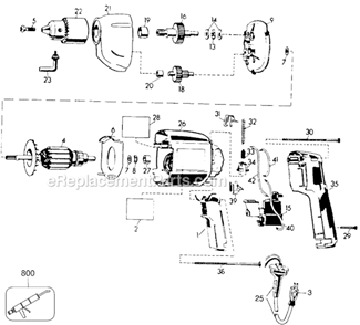 Page A Diagram and Parts List for 7190-04 Type 4 Black and Decker Electric Drill